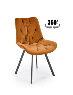 K519 Krzesło Cynamonowe Pikowane Velvet | Funkcja Obracania 360 Stopni