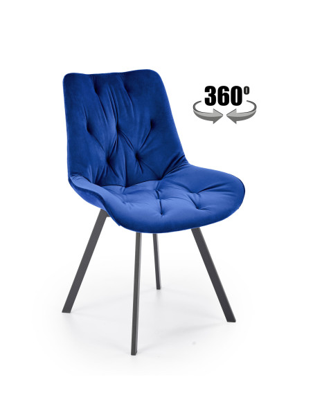 K519 Krzesło Granatowe Pikowane Velvet | Funkcja Obracania 360 Stopni