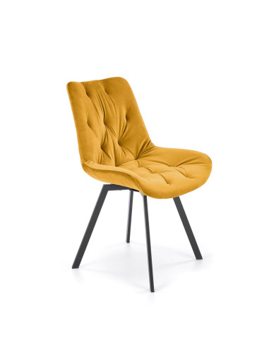 K519 Krzesło Musztardowe Pikowane Velvet | Funkcja Obracania 360 Stopni