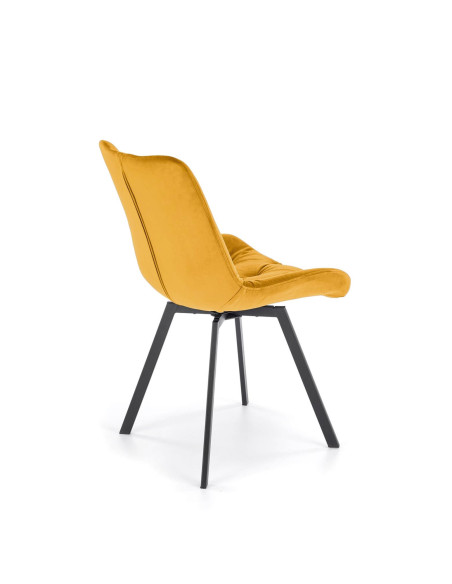 K519 Krzesło Musztardowe Pikowane Velvet | Funkcja Obracania 360 Stopni