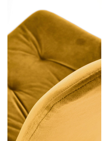 K519 Krzesło Musztardowe Pikowane Velvet | Funkcja Obracania 360 Stopni