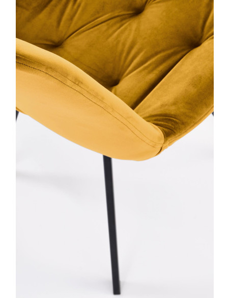 K519 Krzesło Musztardowe Pikowane Velvet | Funkcja Obracania 360 Stopni