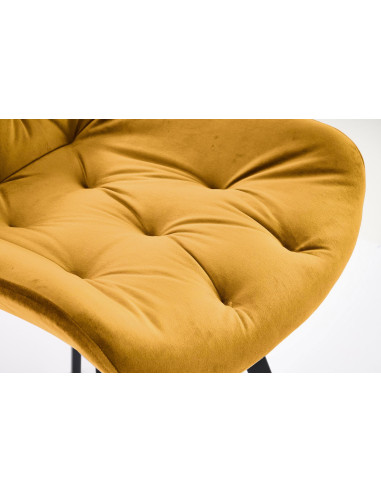 K519 Krzesło Musztardowe Pikowane Velvet | Funkcja Obracania 360 Stopni