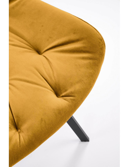 K519 Krzesło Musztardowe Pikowane Velvet | Funkcja Obracania 360 Stopni