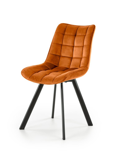 K332 Krzesło Cynamonowe Pikowane Velvet | Nogi Stalowe | Elegancka Forma