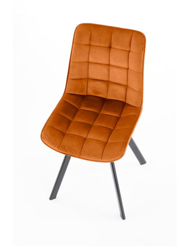 K332 Krzesło Cynamonowe Pikowane Velvet | Nogi Stalowe | Elegancka Forma
