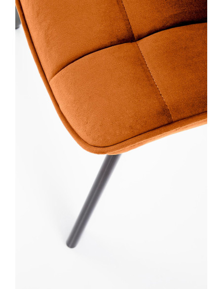K332 Krzesło Cynamonowe Pikowane Velvet | Nogi Stalowe | Elegancka Forma