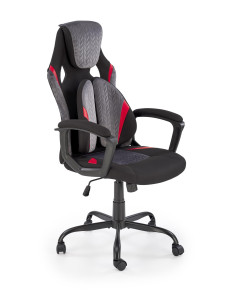 JENSEN Fotel Gabinetowy | Tkanina Czarno-Popielato-Czerwona, Mechanizm TILT