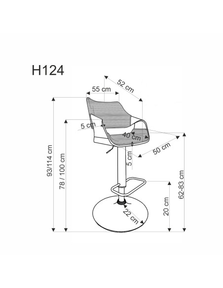 H124 hoker czarny / orzechowy