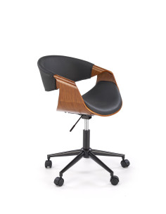 BILBO Fotel Gabinetowy Czarny/Orzechowy | Eco Skóra/Sklejka Gięta - Stylowy