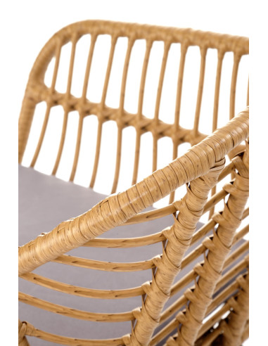 K541 Krzesło Ogrodowe Rattan Naturalny/Popiel, Nogi Czarne - Outdoor Styl