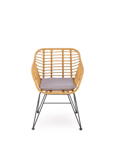 K541 Krzesło Ogrodowe Rattan Naturalny/Popiel, Nogi Czarne - Outdoor Styl