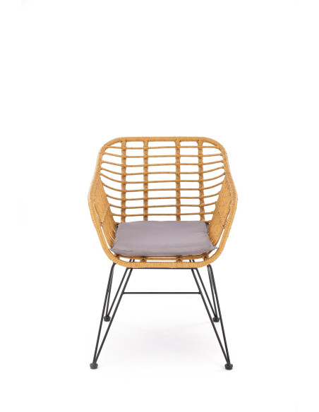 K541 Krzesło Ogrodowe Rattan Naturalny/Popiel, Nogi Czarne - Outdoor Styl