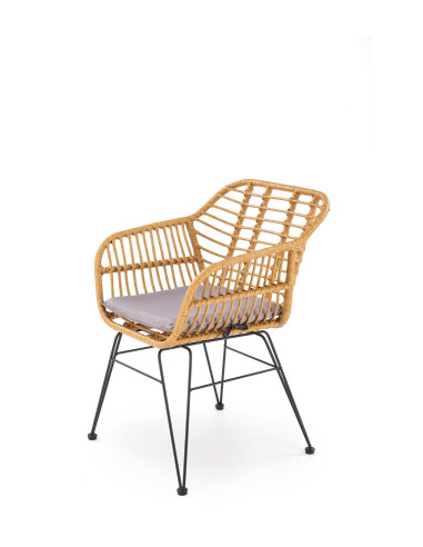 K541 Krzesło Ogrodowe Rattan Naturalny/Popiel, Nogi Czarne - Outdoor Styl