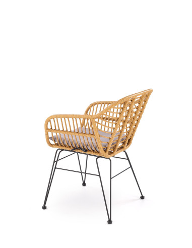 K541 Krzesło Ogrodowe Rattan Naturalny/Popiel, Nogi Czarne - Outdoor Styl