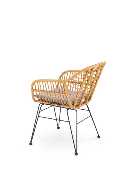 K541 Krzesło Ogrodowe Rattan Naturalny/Popiel, Nogi Czarne - Outdoor Styl