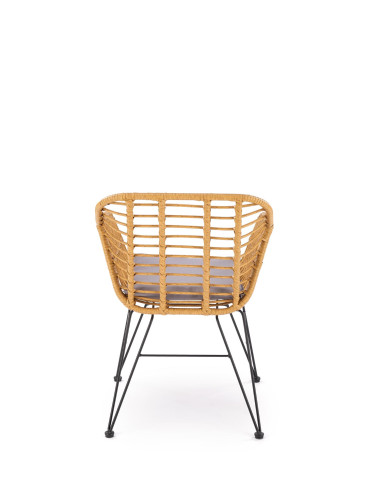 K541 Krzesło Ogrodowe Rattan Naturalny/Popiel, Nogi Czarne - Outdoor Styl