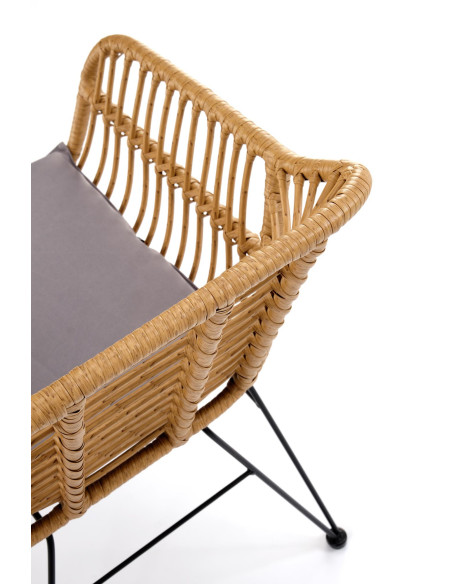 K541 Krzesło Ogrodowe Rattan Naturalny/Popiel, Nogi Czarne - Outdoor Styl