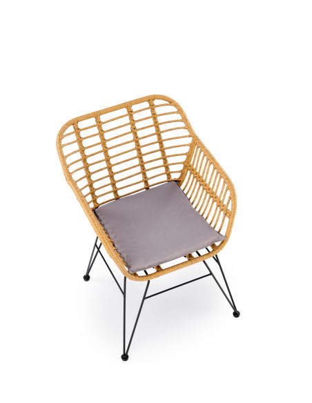 K541 Krzesło Ogrodowe Rattan Naturalny/Popiel, Nogi Czarne - Outdoor Styl