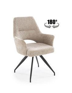 K542 Krzesło Beżowe Obracane 180° | Tkanina, Nogi Czarne | Stylowy Design