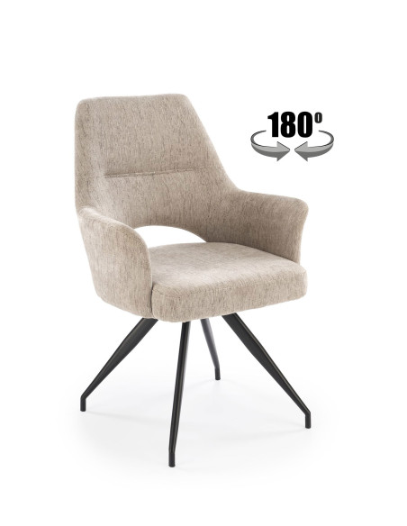 K542 Krzesło Beżowe Obracane 180° | Tkanina, Nogi Czarne | Stylowy Design