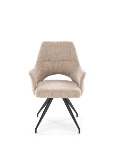 K542 Krzesło Beżowe Obracane 180° | Tkanina, Nogi Czarne | Stylowy Design