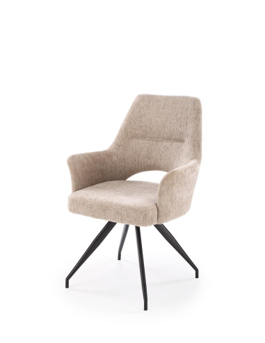 K542 Krzesło Beżowe Obracane 180° | Tkanina, Nogi Czarne | Stylowy Design