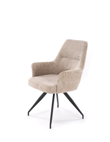 K542 Krzesło Beżowe Obracane 180° | Tkanina, Nogi Czarne | Stylowy Design