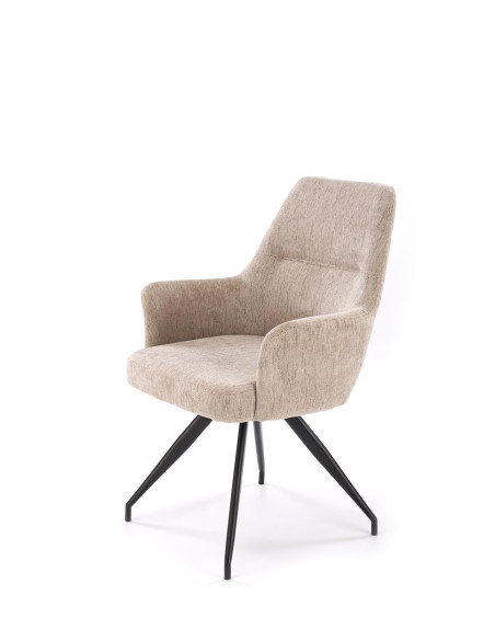 K542 Krzesło Beżowe Obracane 180° | Tkanina, Nogi Czarne | Stylowy Design