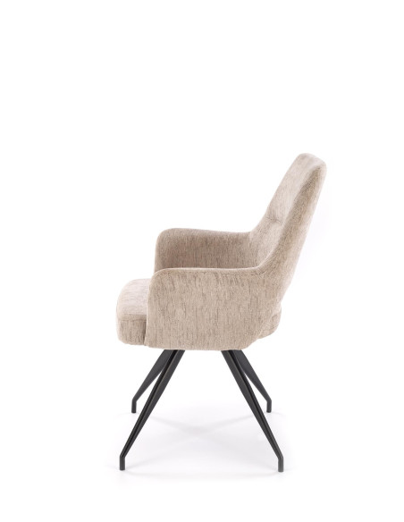 K542 Krzesło Beżowe Obracane 180° | Tkanina, Nogi Czarne | Stylowy Design
