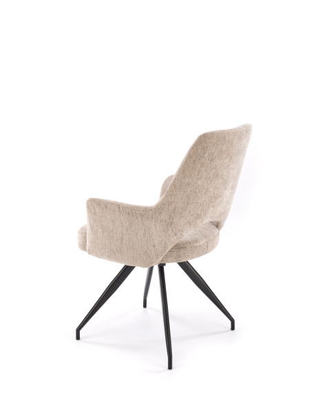 K542 Krzesło Beżowe Obracane 180° | Tkanina, Nogi Czarne | Stylowy Design