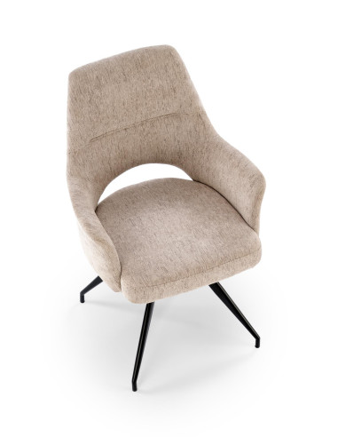 K542 Krzesło Beżowe Obracane 180° | Tkanina, Nogi Czarne | Stylowy Design
