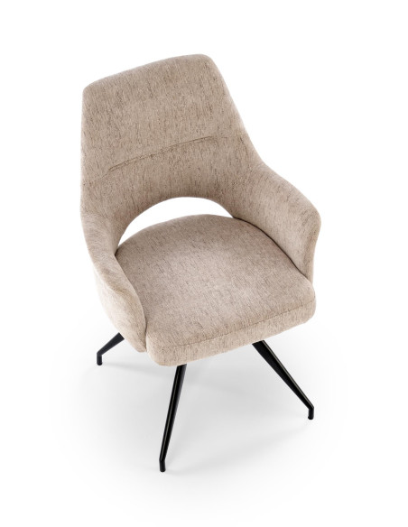 K542 Krzesło Beżowe Obracane 180° | Tkanina, Nogi Czarne | Stylowy Design