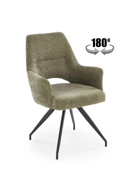 K542 Krzesło Oliwkowe Obracane 180°, Tkanina, Nogi Czarne | Stylowy Design