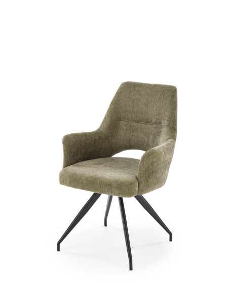 K542 Krzesło Oliwkowe Obracane 180°, Tkanina, Nogi Czarne | Stylowy Design