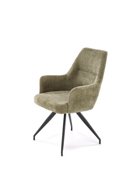 K542 Krzesło Oliwkowe Obracane 180°, Tkanina, Nogi Czarne | Stylowy Design