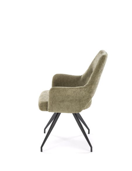 K542 Krzesło Oliwkowe Obracane 180°, Tkanina, Nogi Czarne | Stylowy Design