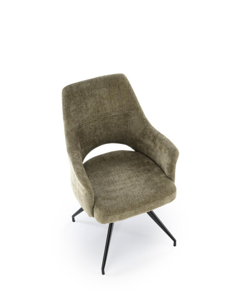 K542 Krzesło Oliwkowe Obracane 180°, Tkanina, Nogi Czarne | Stylowy Design