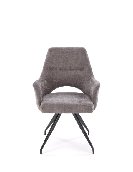 K542 Krzesło Popielate Obracane 180° Tkanina, Nogi Czarne | Elegancki Styl