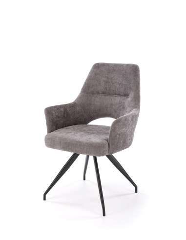 K542 Krzesło Popielate Obracane 180° Tkanina, Nogi Czarne | Elegancki Styl