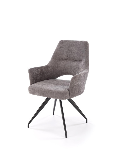 K542 Krzesło Popielate Obracane 180° Tkanina, Nogi Czarne | Elegancki Styl