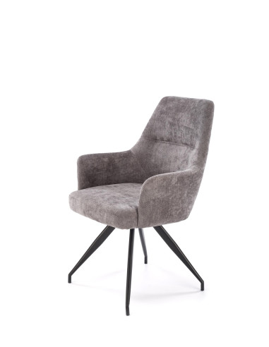 K542 Krzesło Popielate Obracane 180° Tkanina, Nogi Czarne | Elegancki Styl