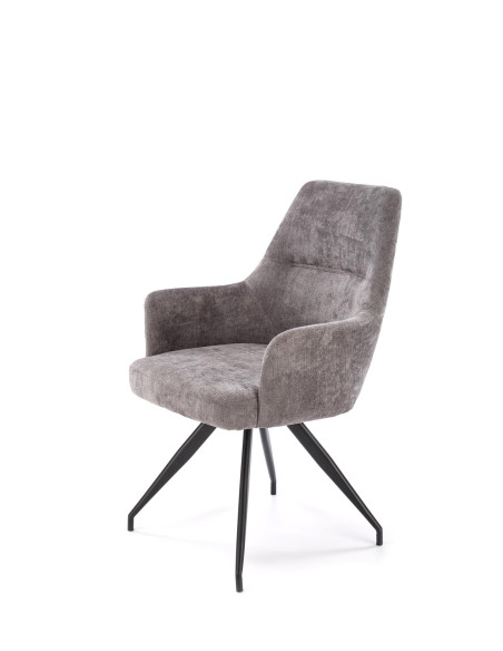 K542 Krzesło Popielate Obracane 180° Tkanina, Nogi Czarne | Elegancki Styl