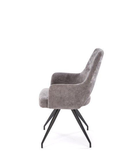 K542 Krzesło Popielate Obracane 180° Tkanina, Nogi Czarne | Elegancki Styl