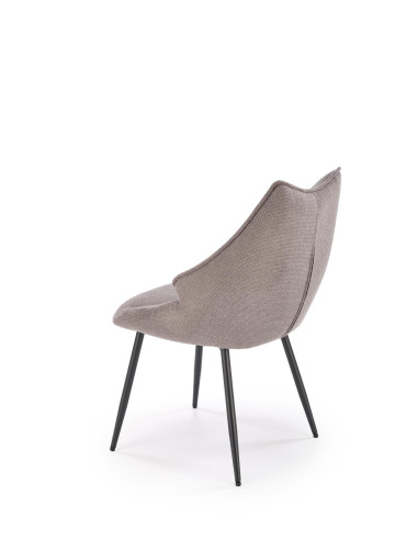 K543 Krzesło Popielate | Pikowane Oparcie, Tkanina VARDO, Nogi Czarne