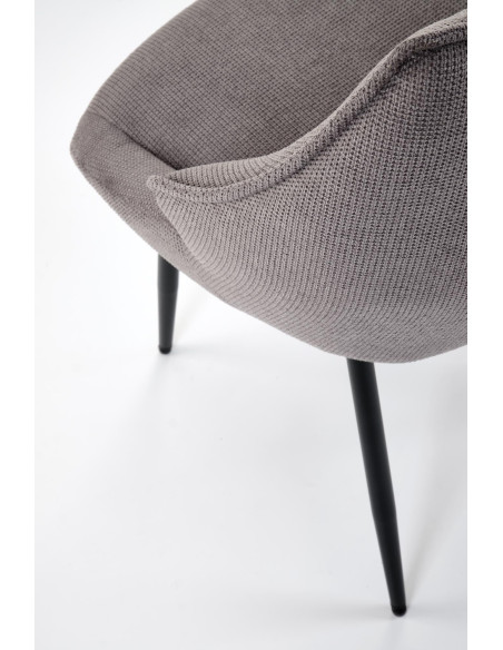 K543 Krzesło Popielate | Pikowane Oparcie, Tkanina VARDO, Nogi Czarne
