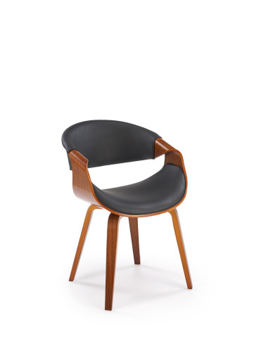 K544 Designerskie Krzesło Czarno Orzechowe | Eco Skóra / Sklejka Gięta