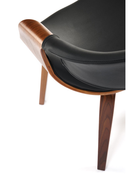 K544 Designerskie Krzesło Czarno Orzechowe | Eco Skóra / Sklejka Gięta