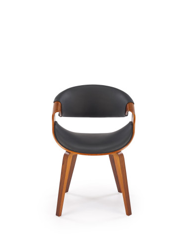 K544 Designerskie Krzesło Czarno Orzechowe | Eco Skóra / Sklejka Gięta