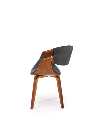 K544 Designerskie Krzesło Czarno Orzechowe | Eco Skóra / Sklejka Gięta